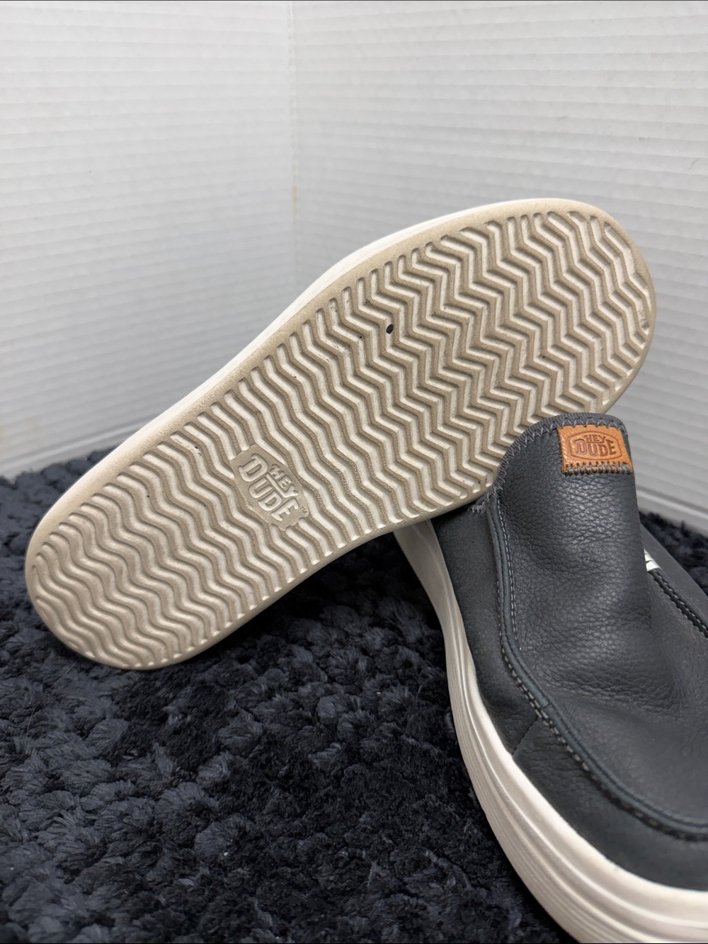 Hey Dude Black Slip-On Mule with Cream Platform - Picture 3 of 5